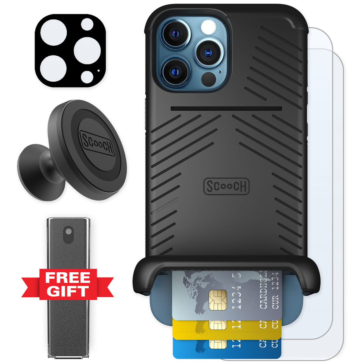 Scooch Wingmate Black for iPhone 12 Pro — Defender Bundle