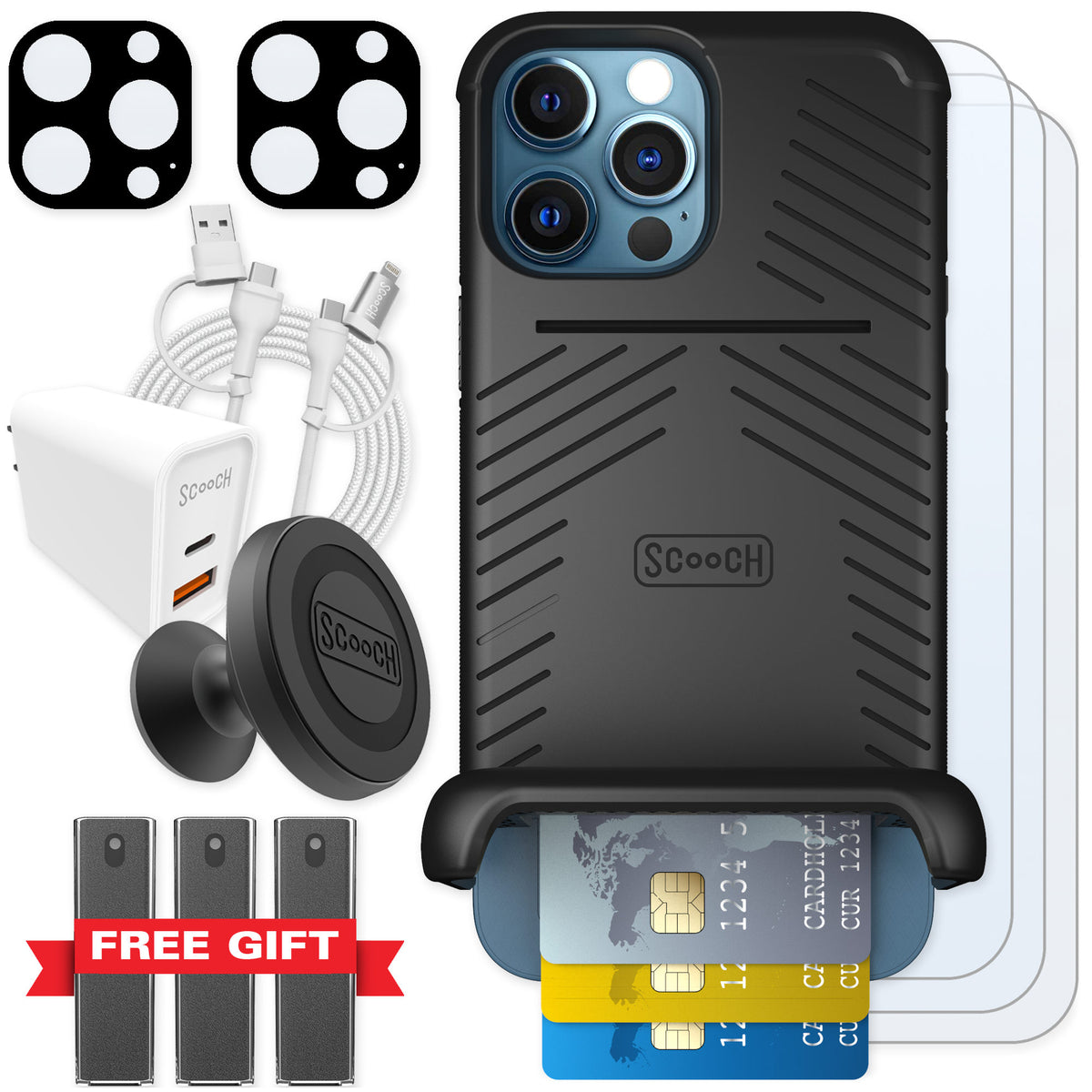 Scooch Wingmate Black for iPhone 12 Pro — Ultimate Bundle