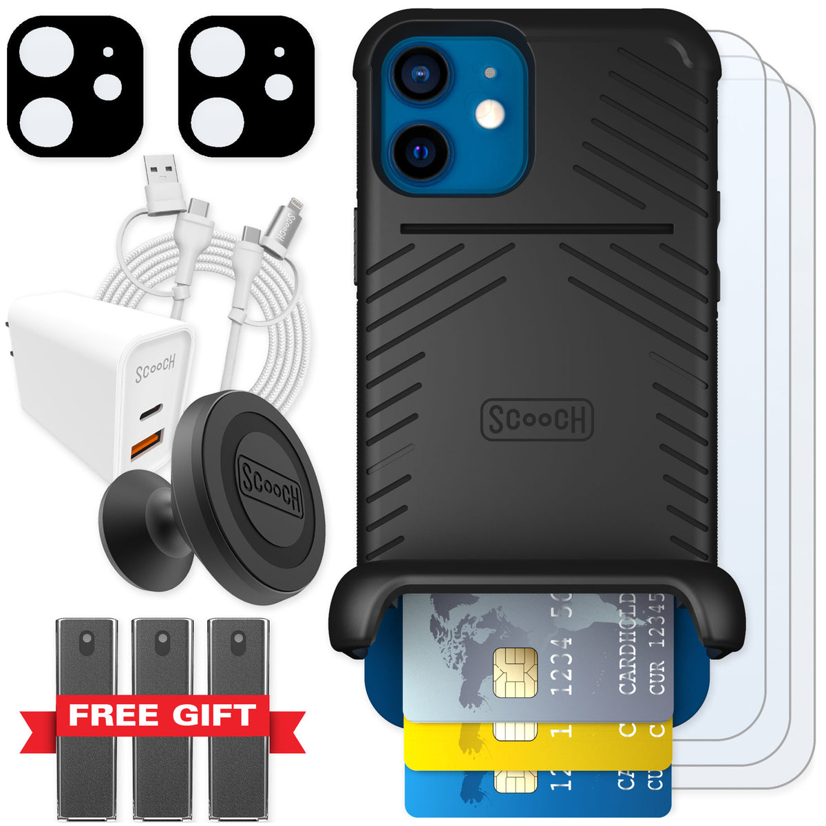 Scooch Wingmate Black for iPhone 12 — Ultimate Bundle