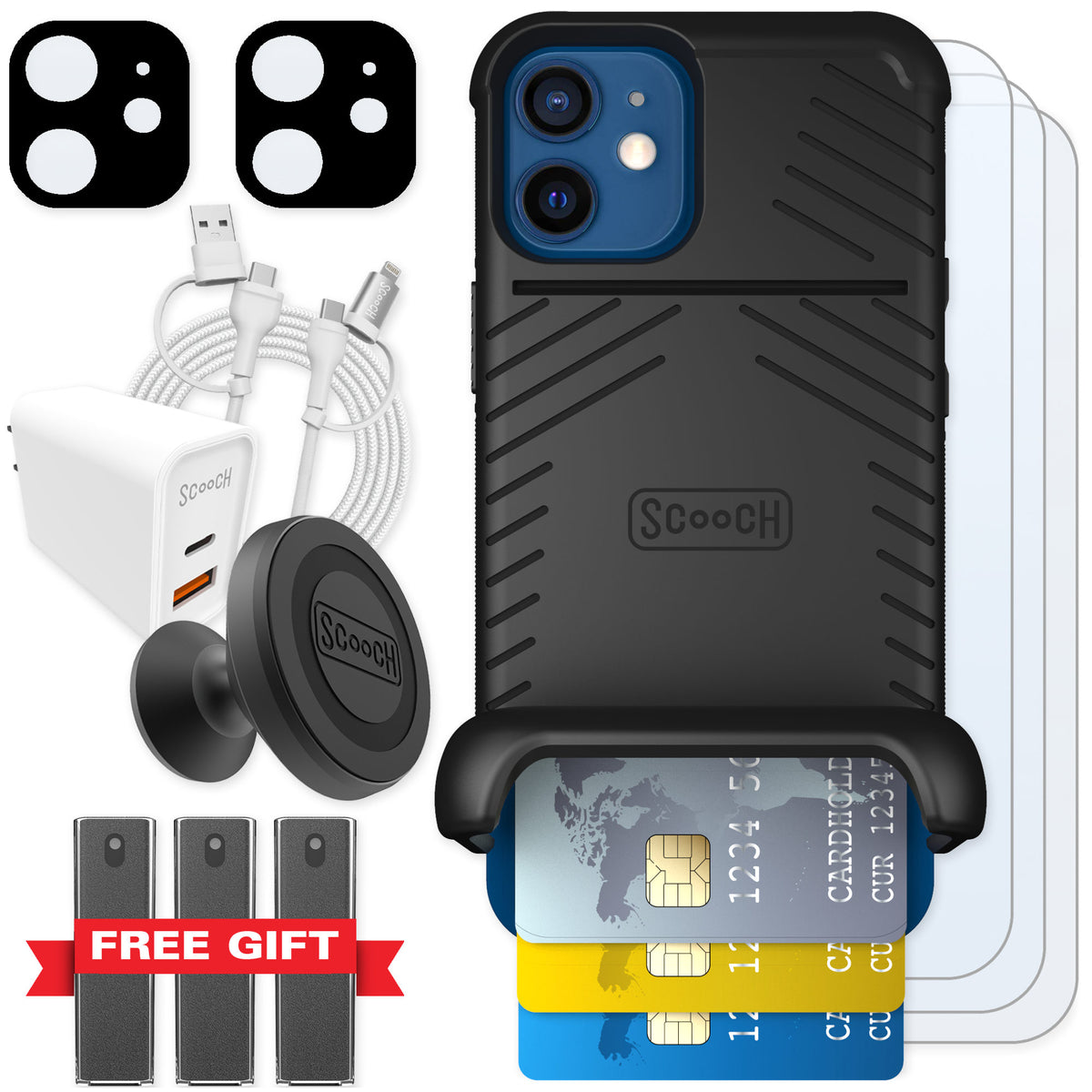Scooch Wingmate Black for iPhone 12 mini — Ultimate Bundle