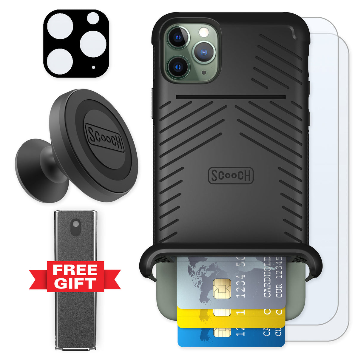 Scooch Wingmate Black for iPhone 11 Pro Max — Defender Bundle