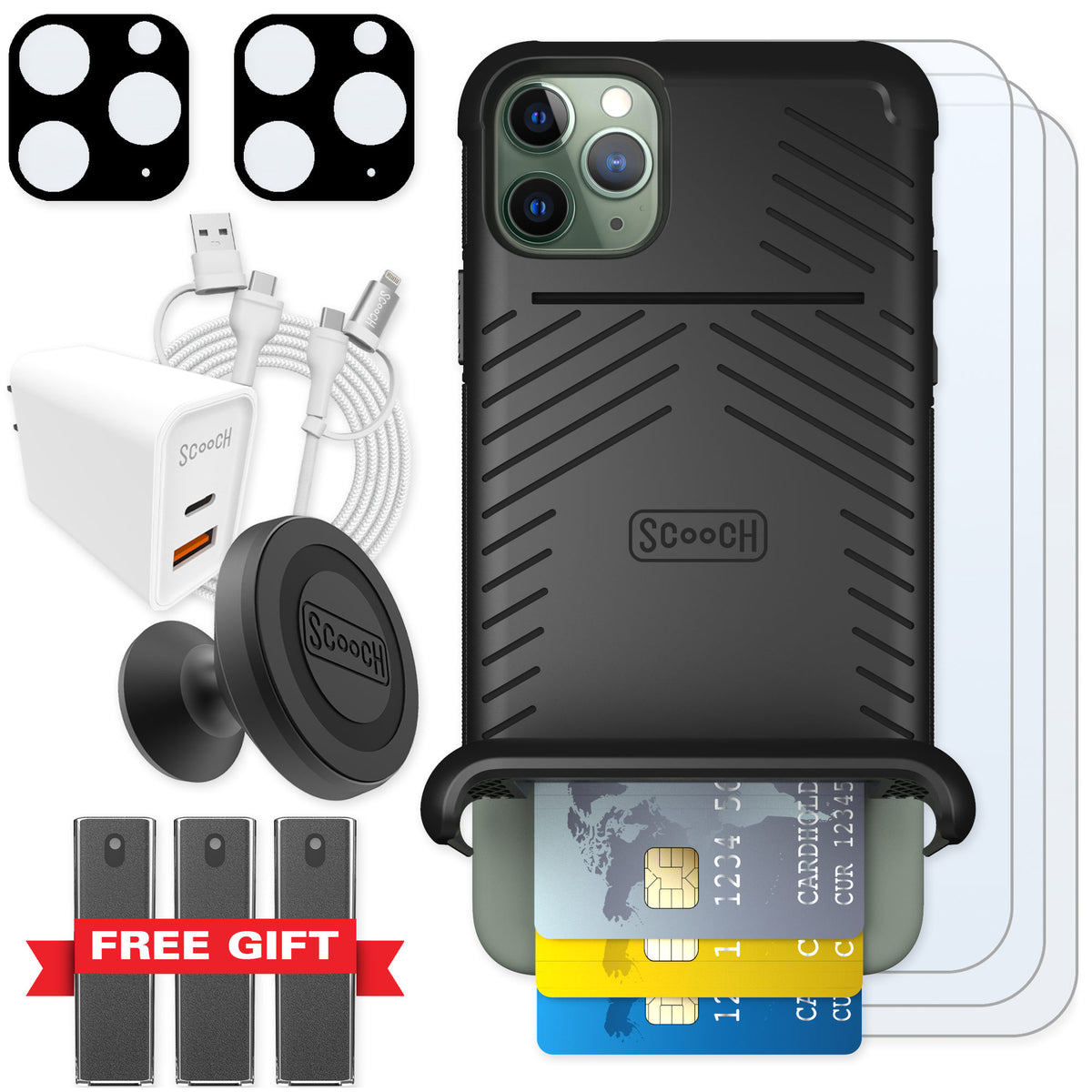 Scooch Wingmate Black for iPhone 11 Pro Max — Ultimate Bundle