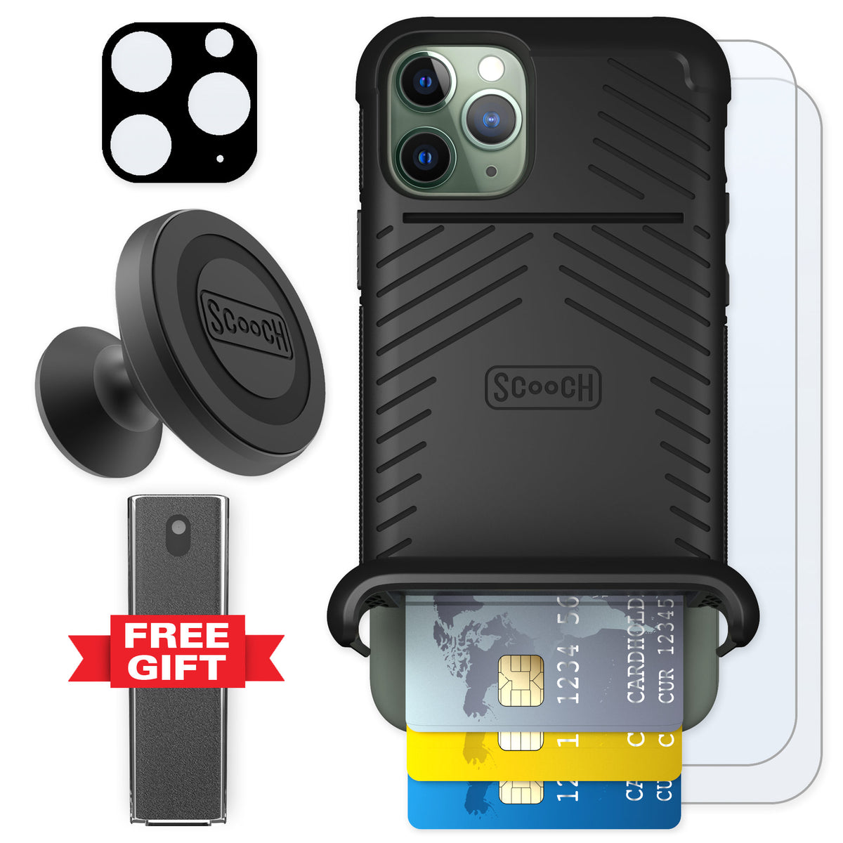 Scooch Wingmate Black for iPhone 11 Pro — Defender Bundle