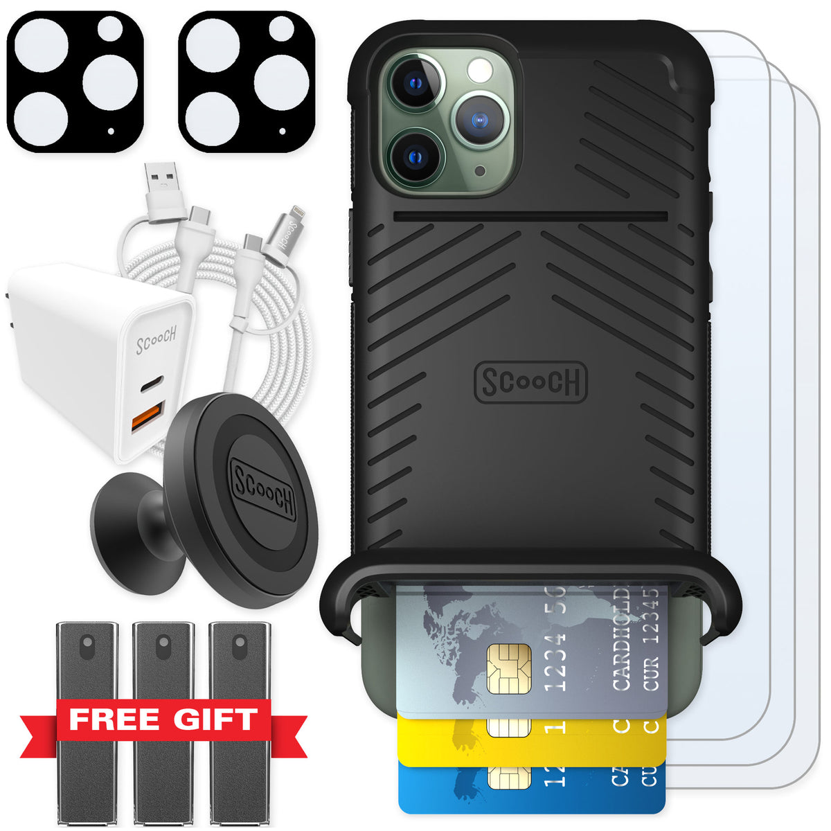 Scooch Wingmate Black for iPhone 11 Pro — Ultimate Bundle