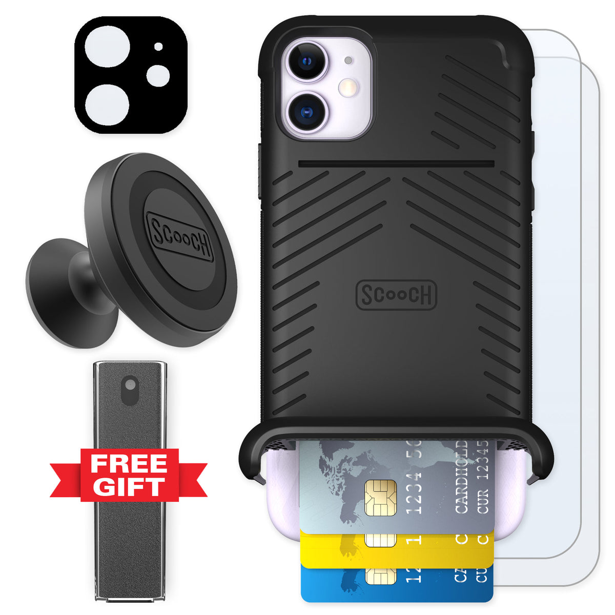 Scooch Wingmate Black for iPhone 11 — Defender Bundle