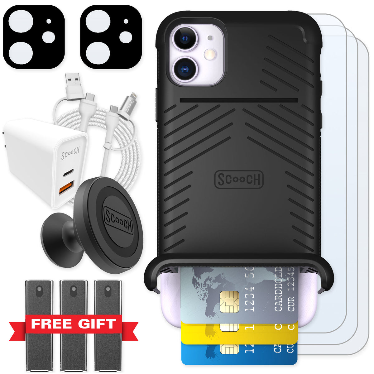 Scooch Wingmate Black for iPhone 11 — Ultimate Bundle