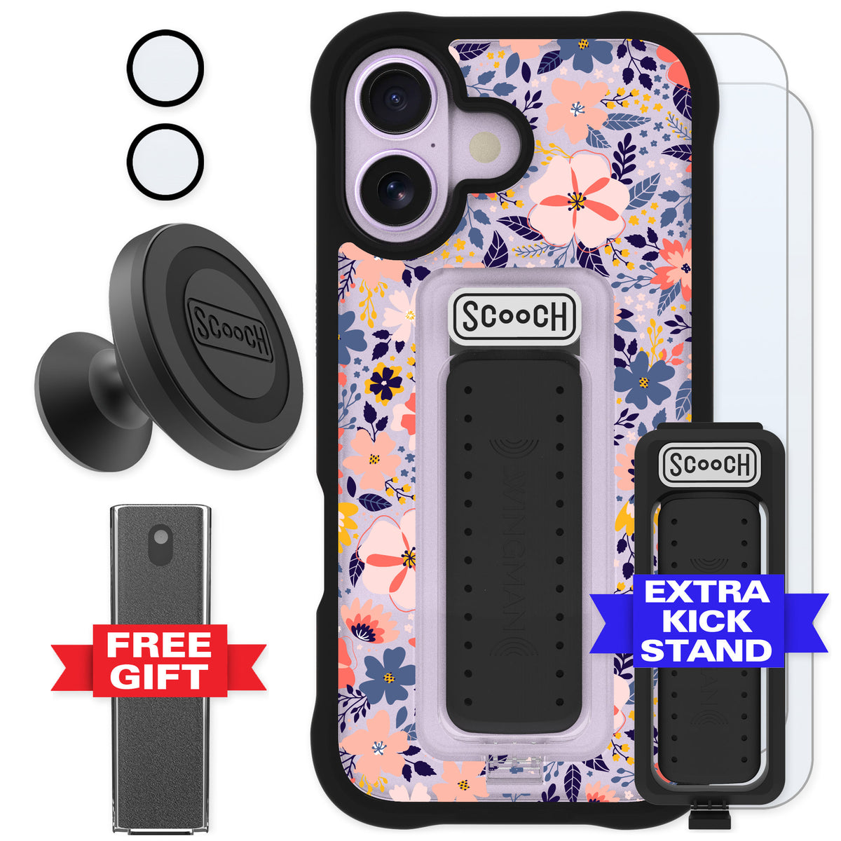 Scooch Wingman Wildflowers for iPhone 17 — Defender Bundle