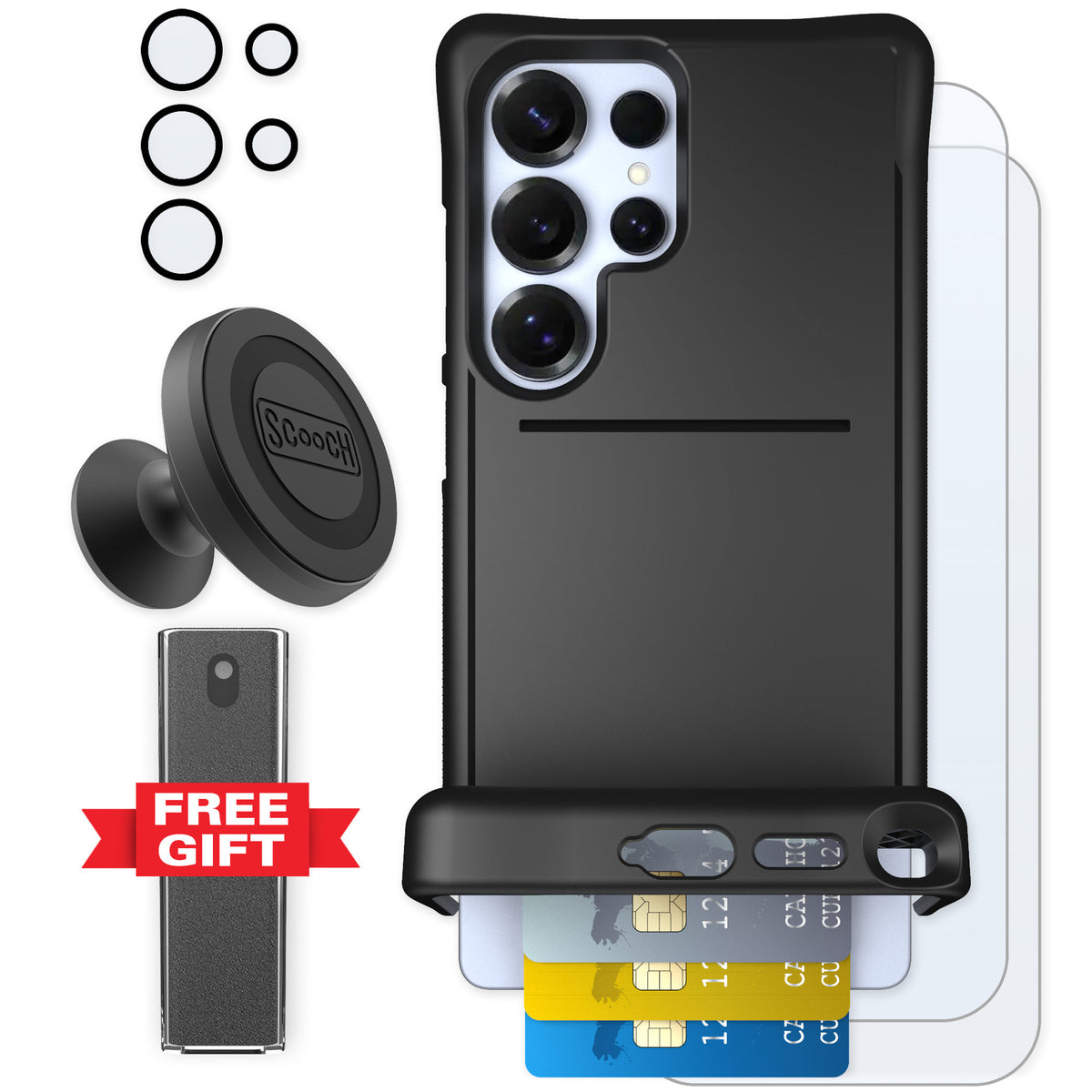 Scooch Wingmate Black for Galaxy S25 Ultra — Defender Bundle