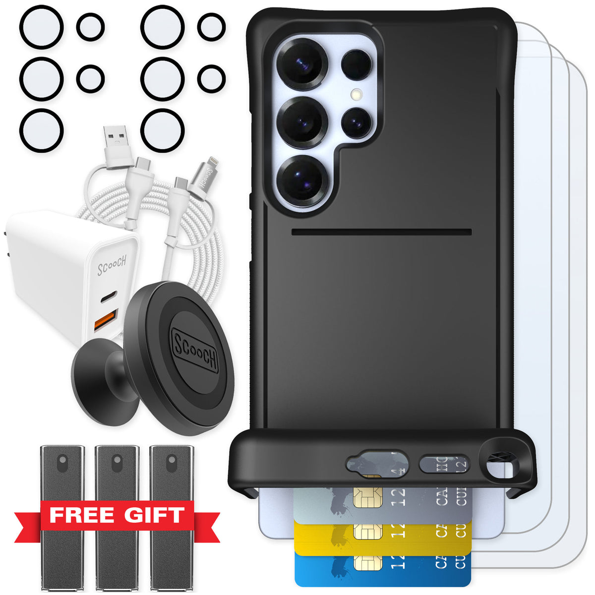 Scooch Wingmate Black for Galaxy S25 Ultra — Ultimate Bundle