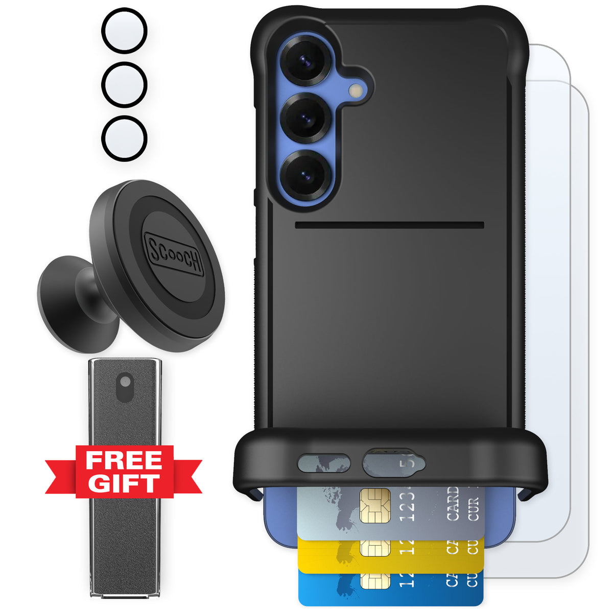 Scooch Wingmate Black for Galaxy S25+ — Defender Bundle