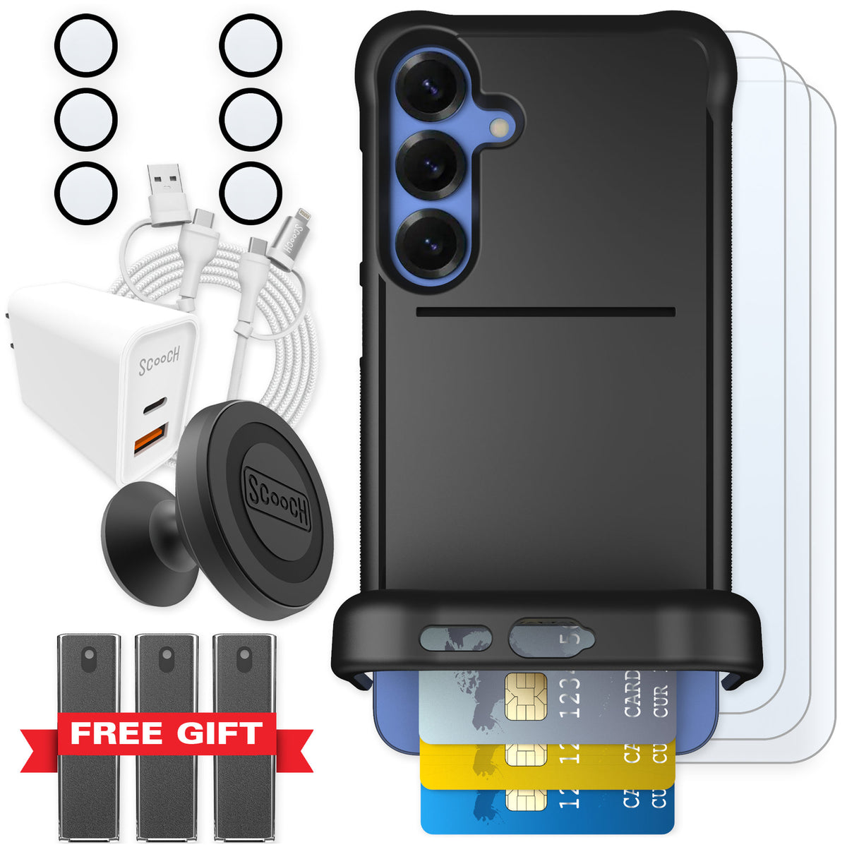 Scooch Wingmate Black for Galaxy S25+ — Ultimate Bundle