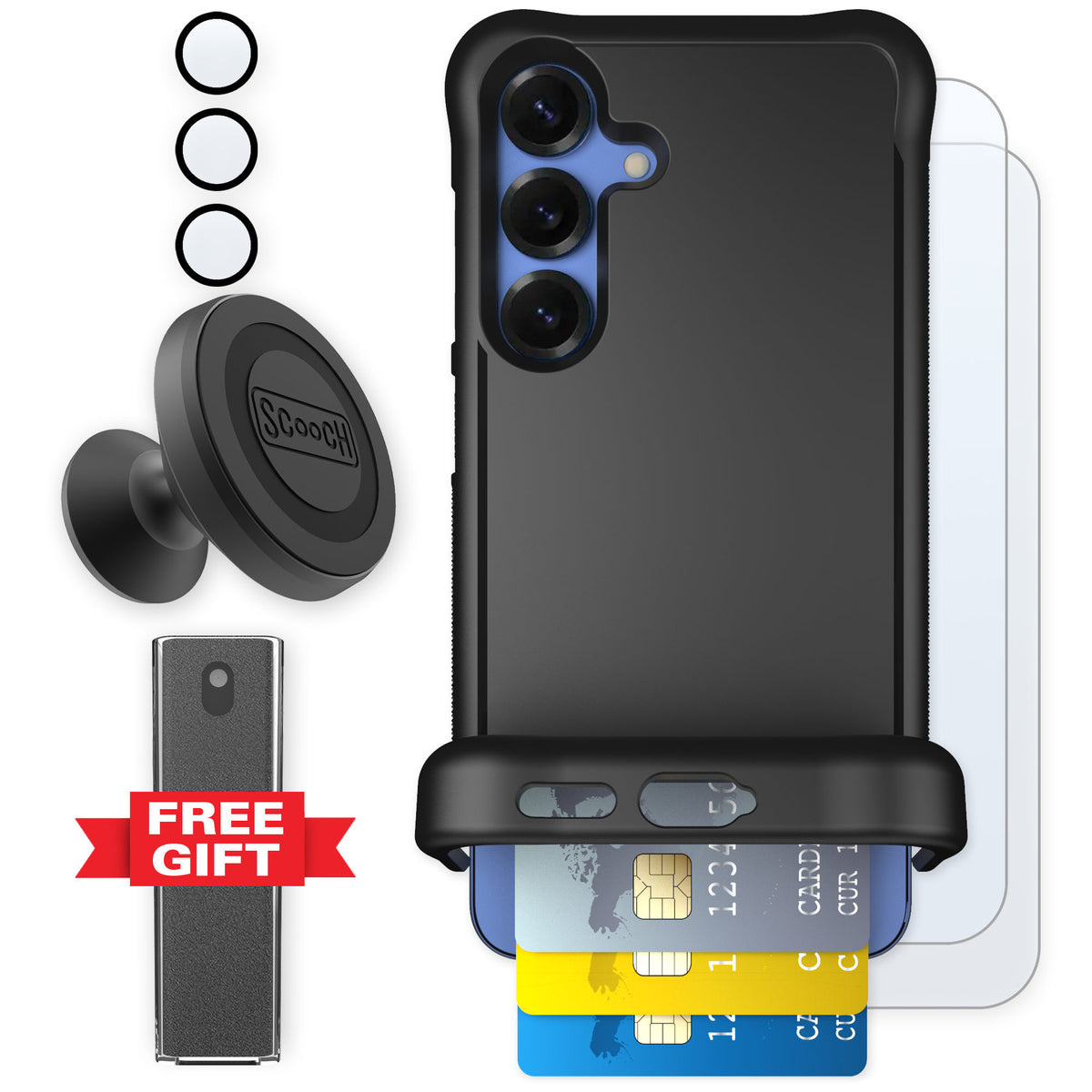 Scooch Wingmate Black for Galaxy S25 — Defender Bundle