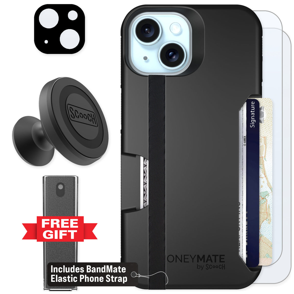 Scooch Moneymate Black for iPhone 13 — Defender Bundle