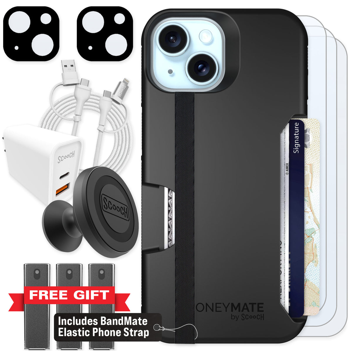 Scooch Moneymate Black for iPhone 13 — Ultimate Bundle
