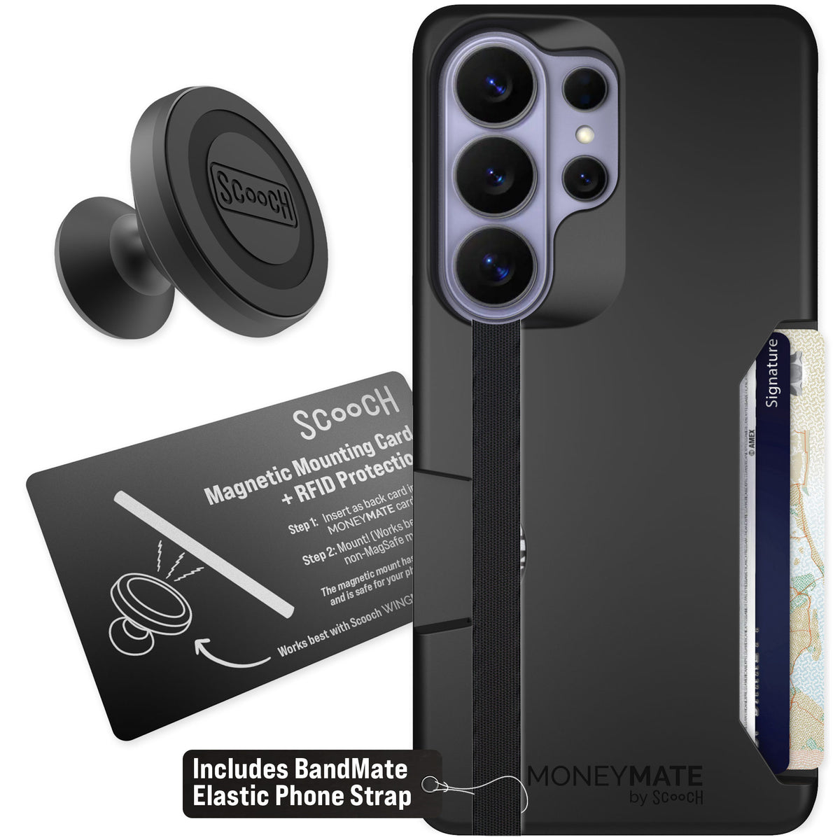Scooch Moneymate Black for Galaxy S26 Ultra — Starter Bundle