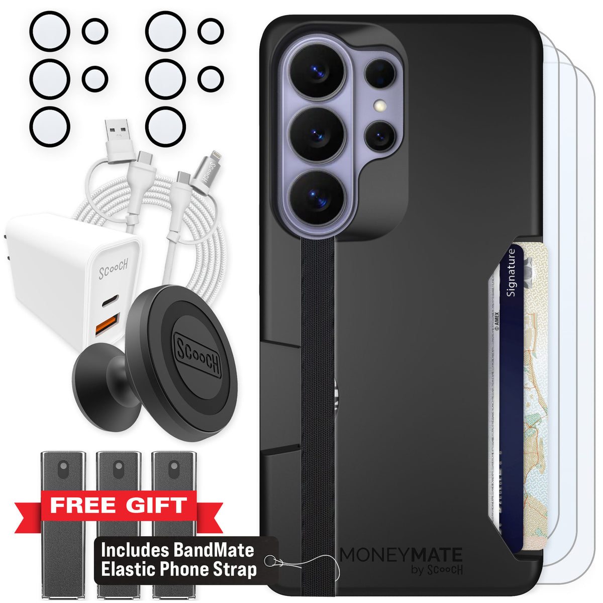 Scooch Moneymate Black for Galaxy S26 Ultra — Ultimate Bundle