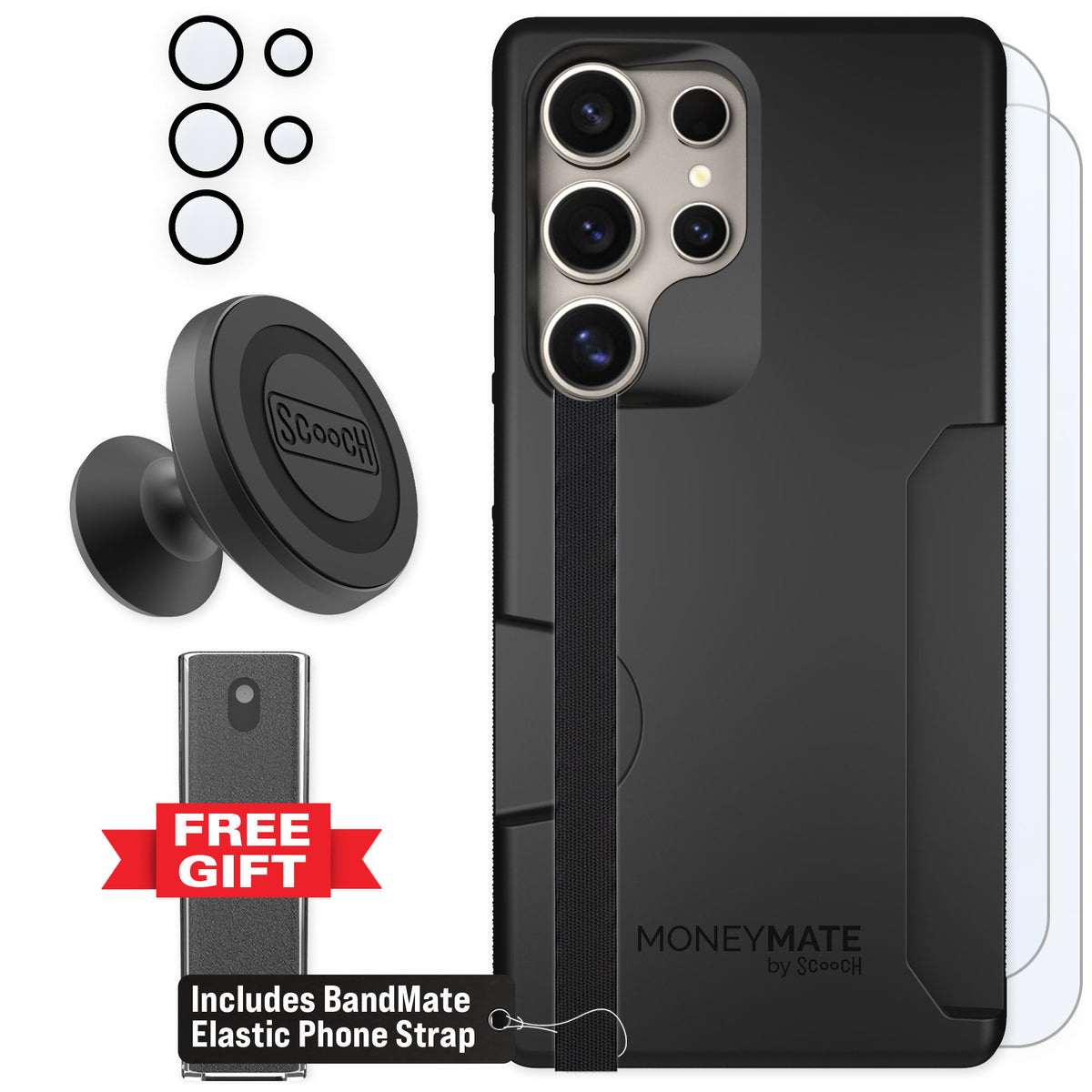 Scooch Moneymate Black for Galaxy S25 Ultra — Defender Bundle