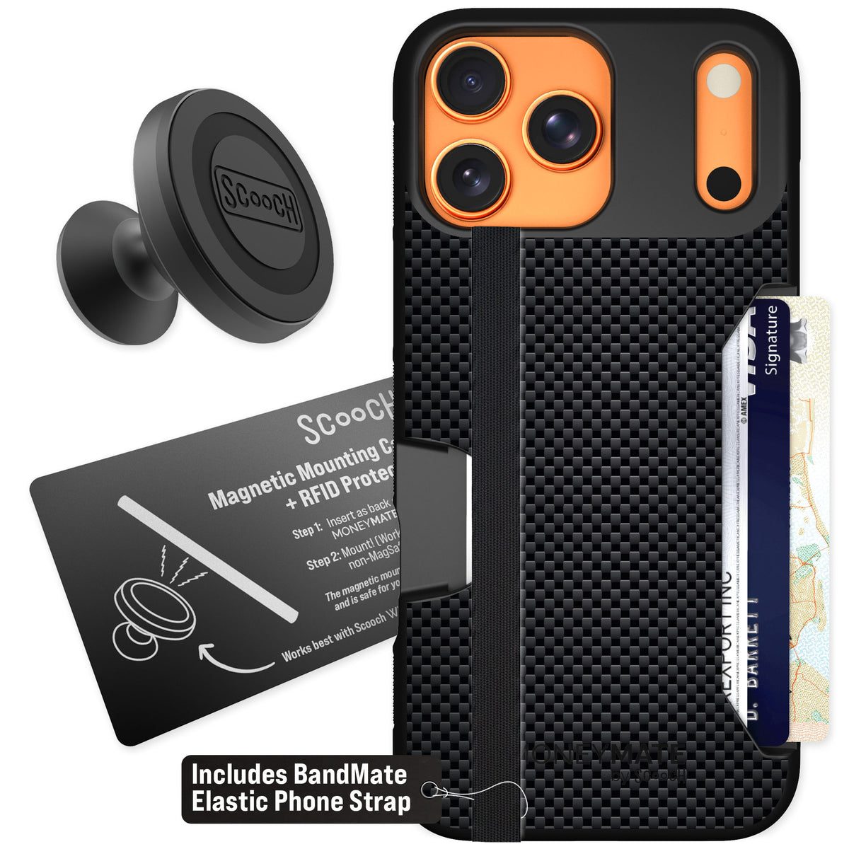 Scooch Moneymate Carbon Fiber for iPhone 17 Pro Max — Starter Bundle