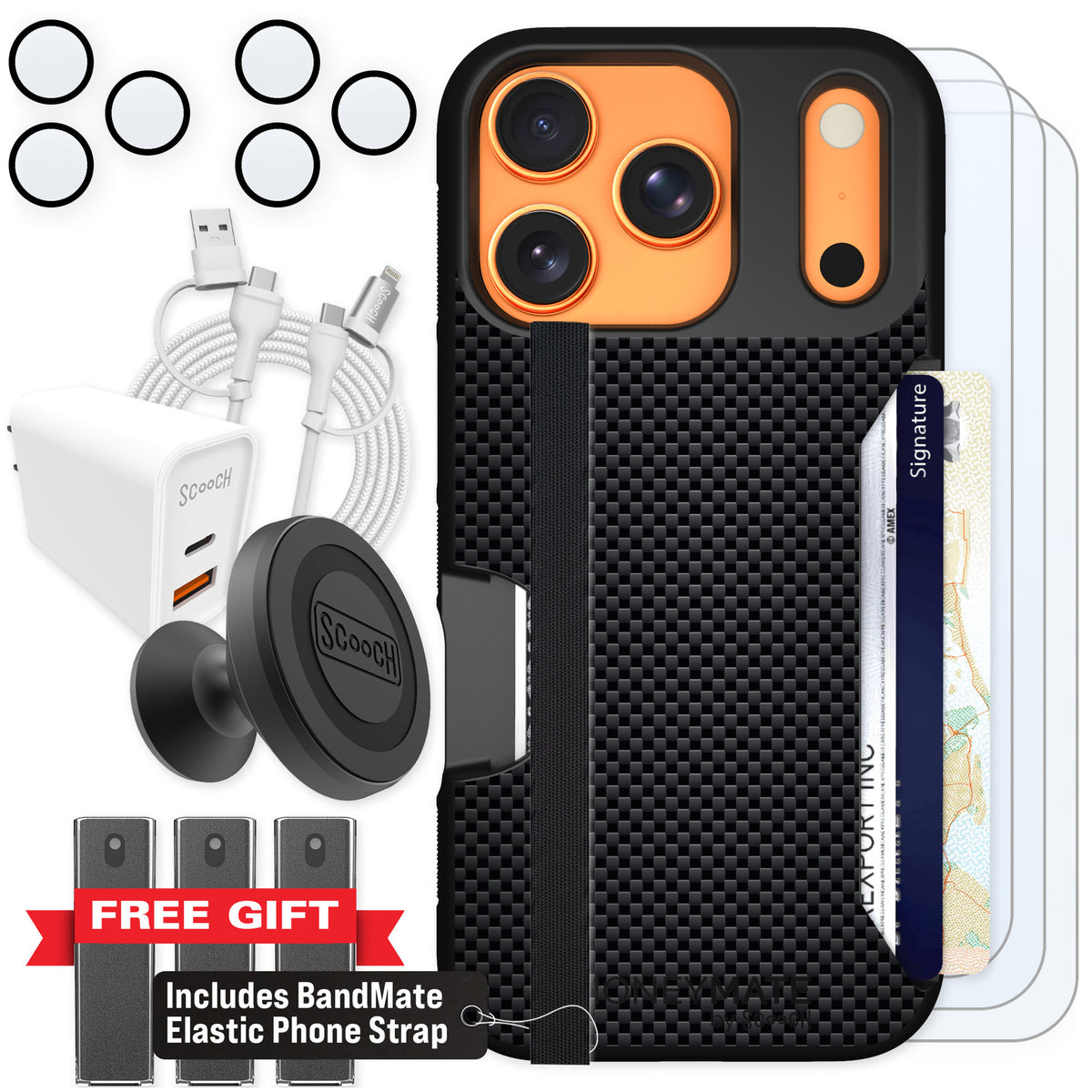 Scooch Moneymate Carbon Fiber for iPhone 17 Pro — Ultimate Bundle