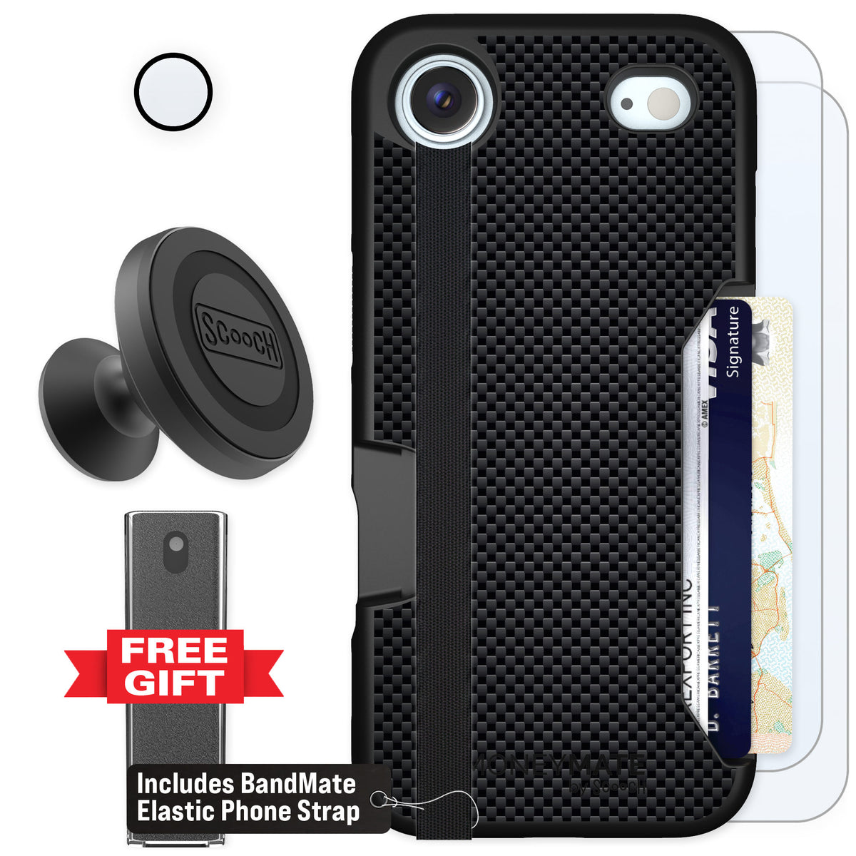 Scooch Moneymate Carbon Fiber for iPhone Air — Defender Bundle