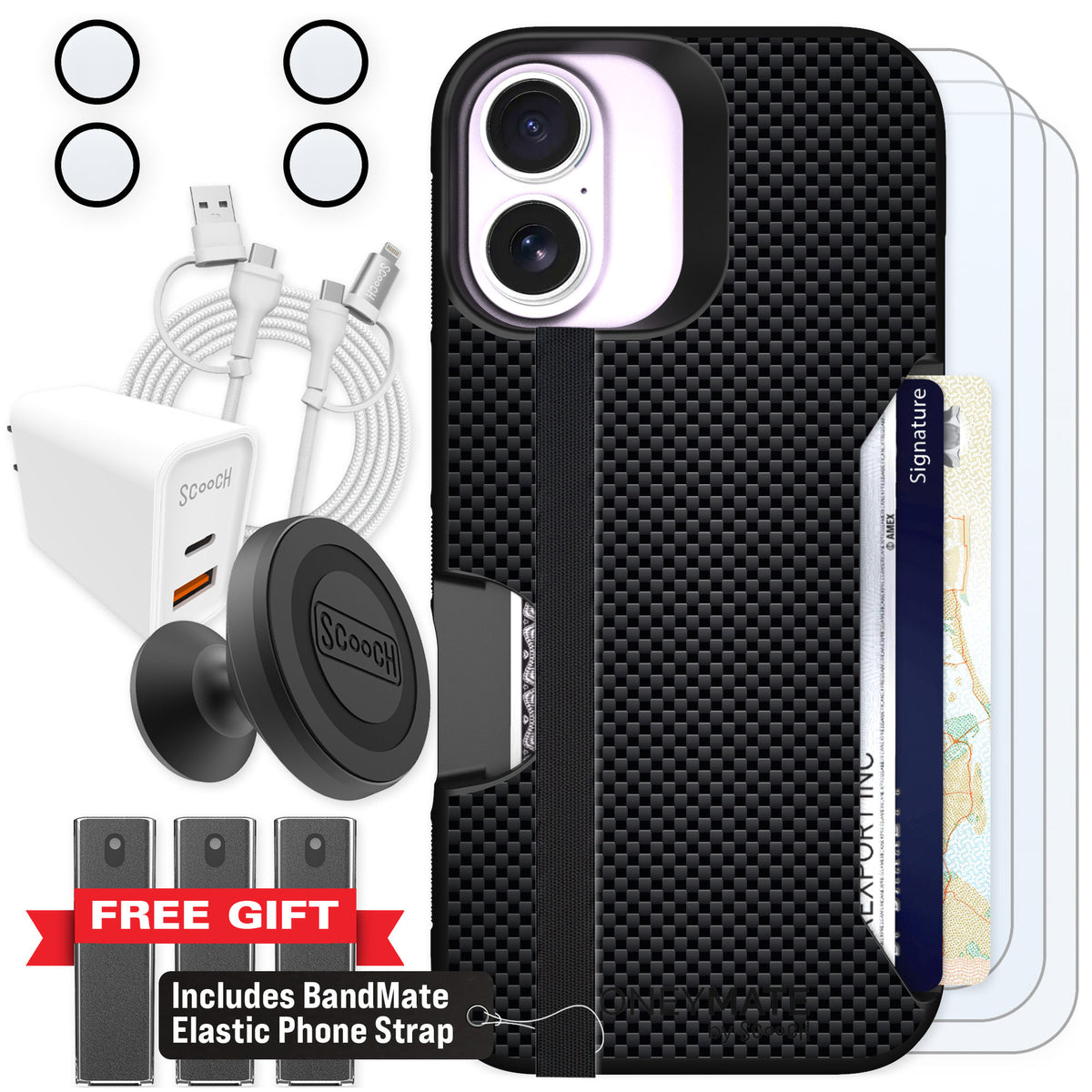 Scooch Moneymate Carbon Fiber for iPhone 17 — Ultimate Bundle