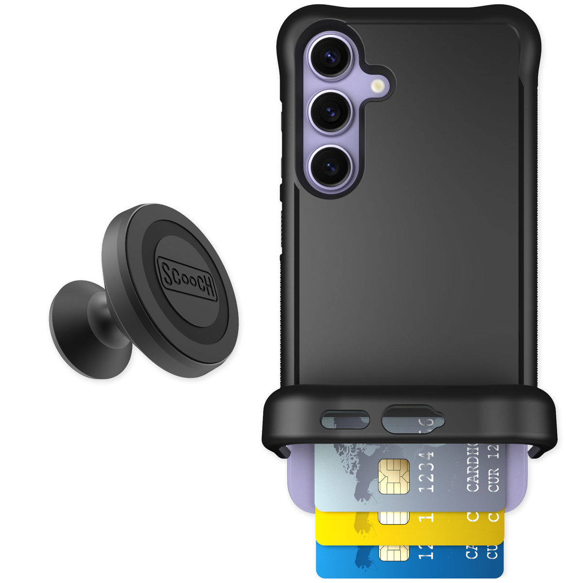 Scooch Wingmate Black for Galaxy S24 — Starter Bundle