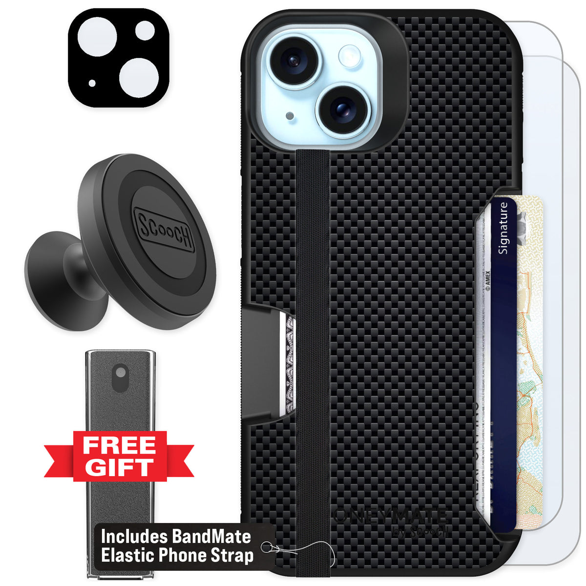 Scooch Moneymate Carbon Fiber for iPhone 13 — Defender Bundle