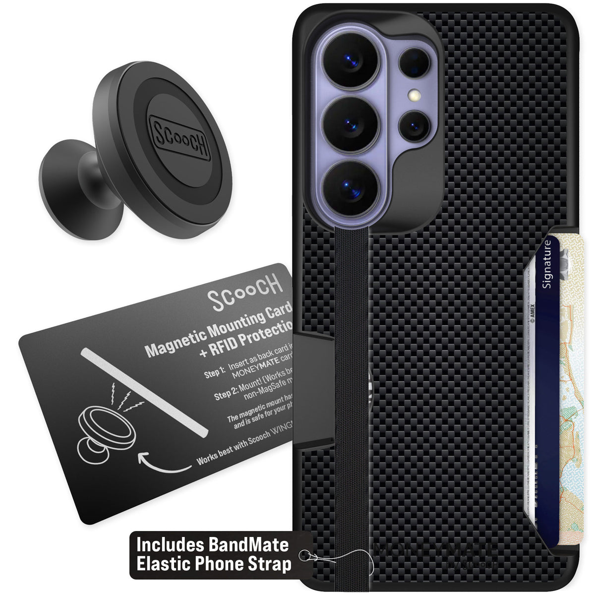 Scooch Moneymate Carbon Fiber for Galaxy S26 Ultra — Starter Bundle