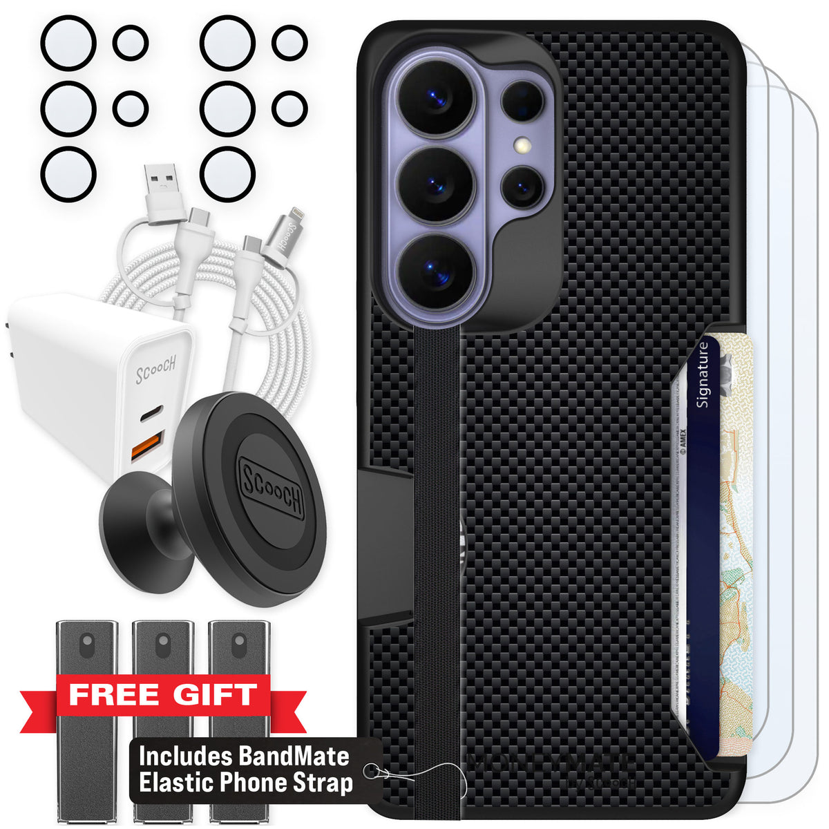 Scooch Moneymate Carbon Fiber for Galaxy S26 Ultra — Ultimate Bundle