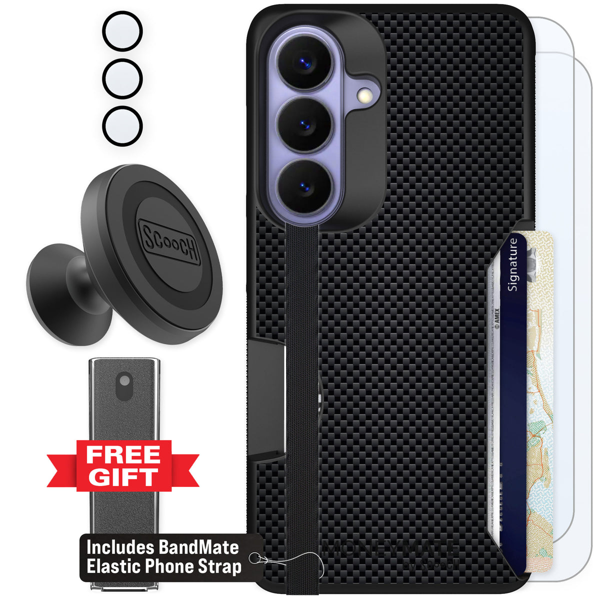 Scooch Moneymate Carbon Fiber for Galaxy S26 — Defender Bundle