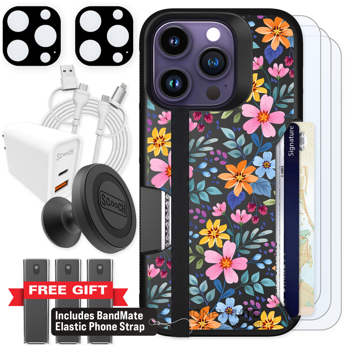 Scooch Moneymate Full Bloom for iPhone 14 Pro — Ultimate Bundle