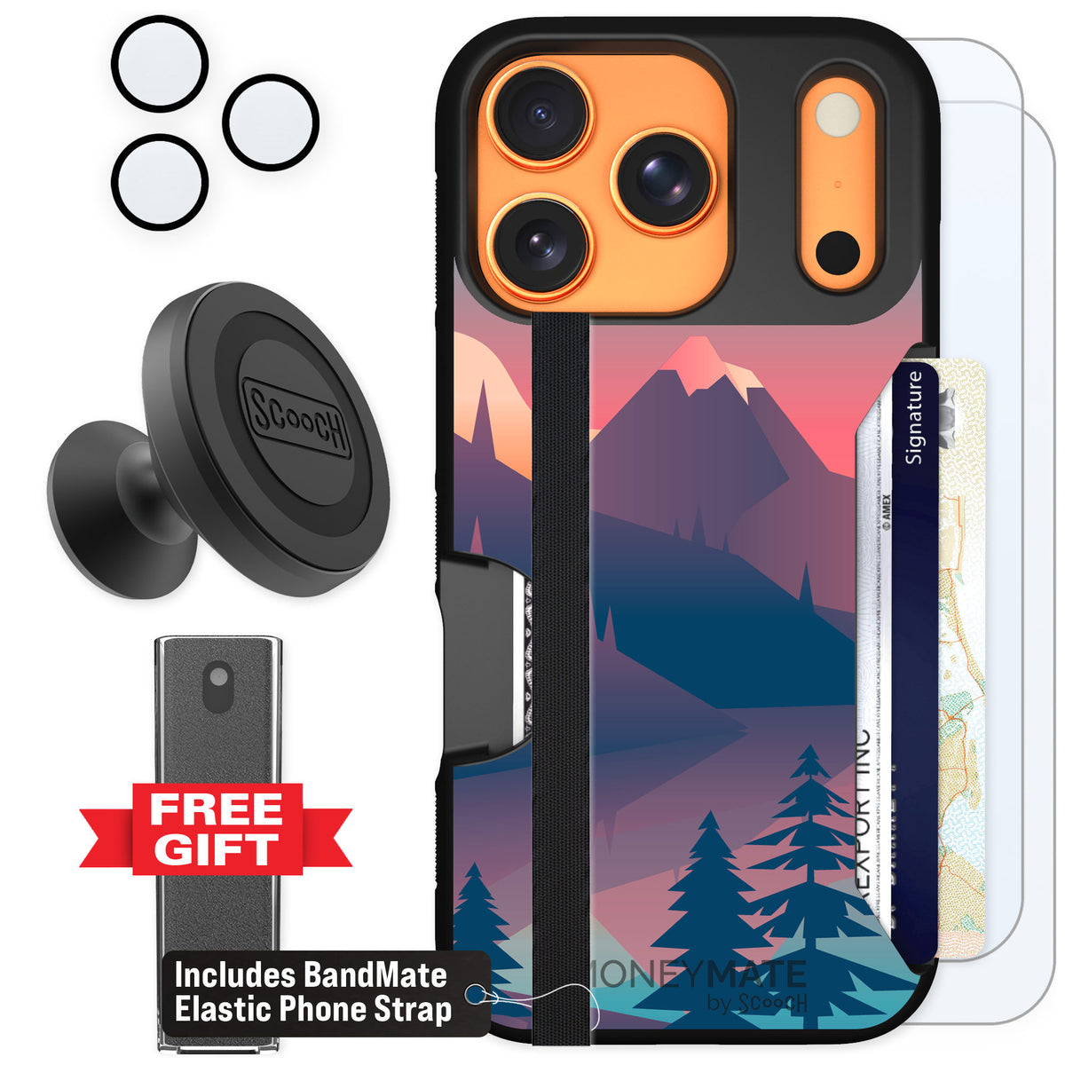 Scooch Moneymate Mountain Range for iPhone 17 Pro — Defender Bundle