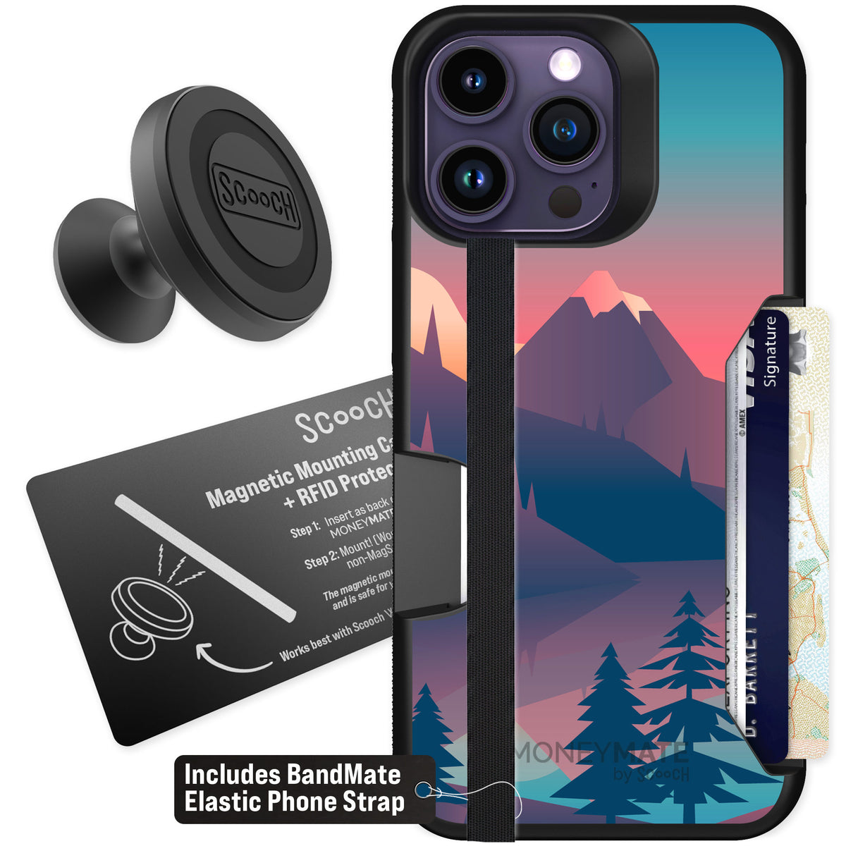 Scooch Moneymate Mountain Range for iPhone 14 Pro Max — Starter Bundle