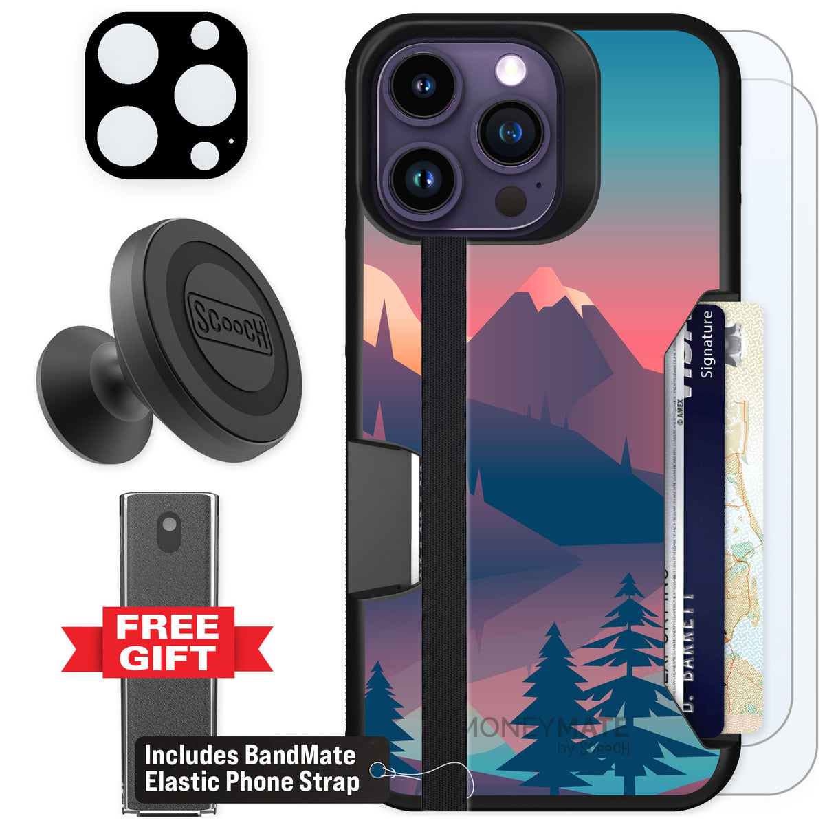 Scooch Moneymate Mountain Range for iPhone 14 Pro Max — Defender Bundle