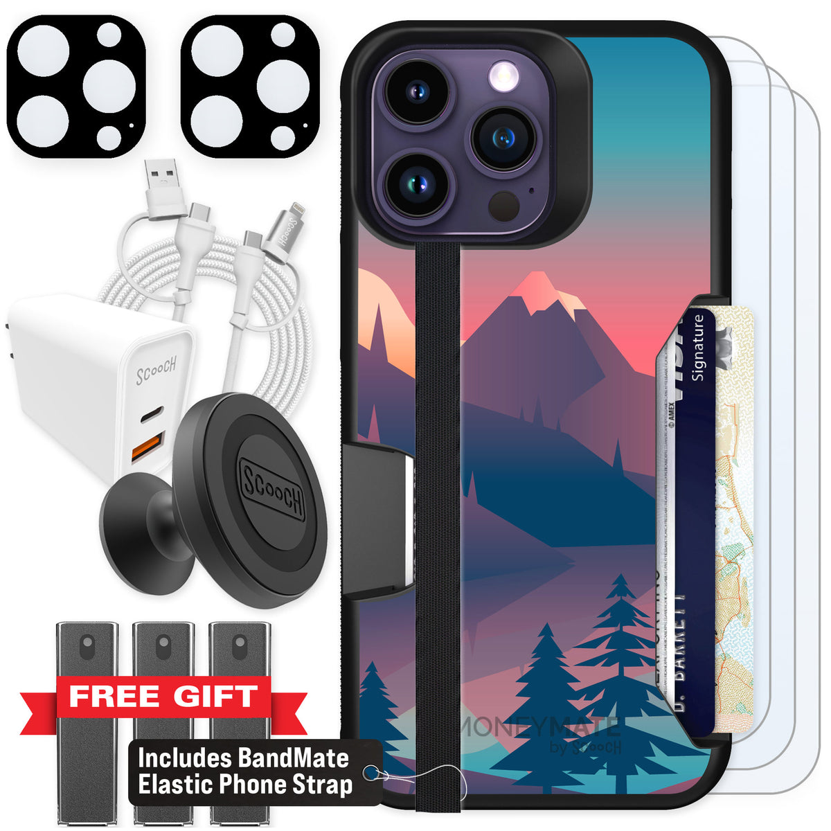 Scooch Moneymate Mountain Range for iPhone 14 Pro Max — Ultimate Bundle