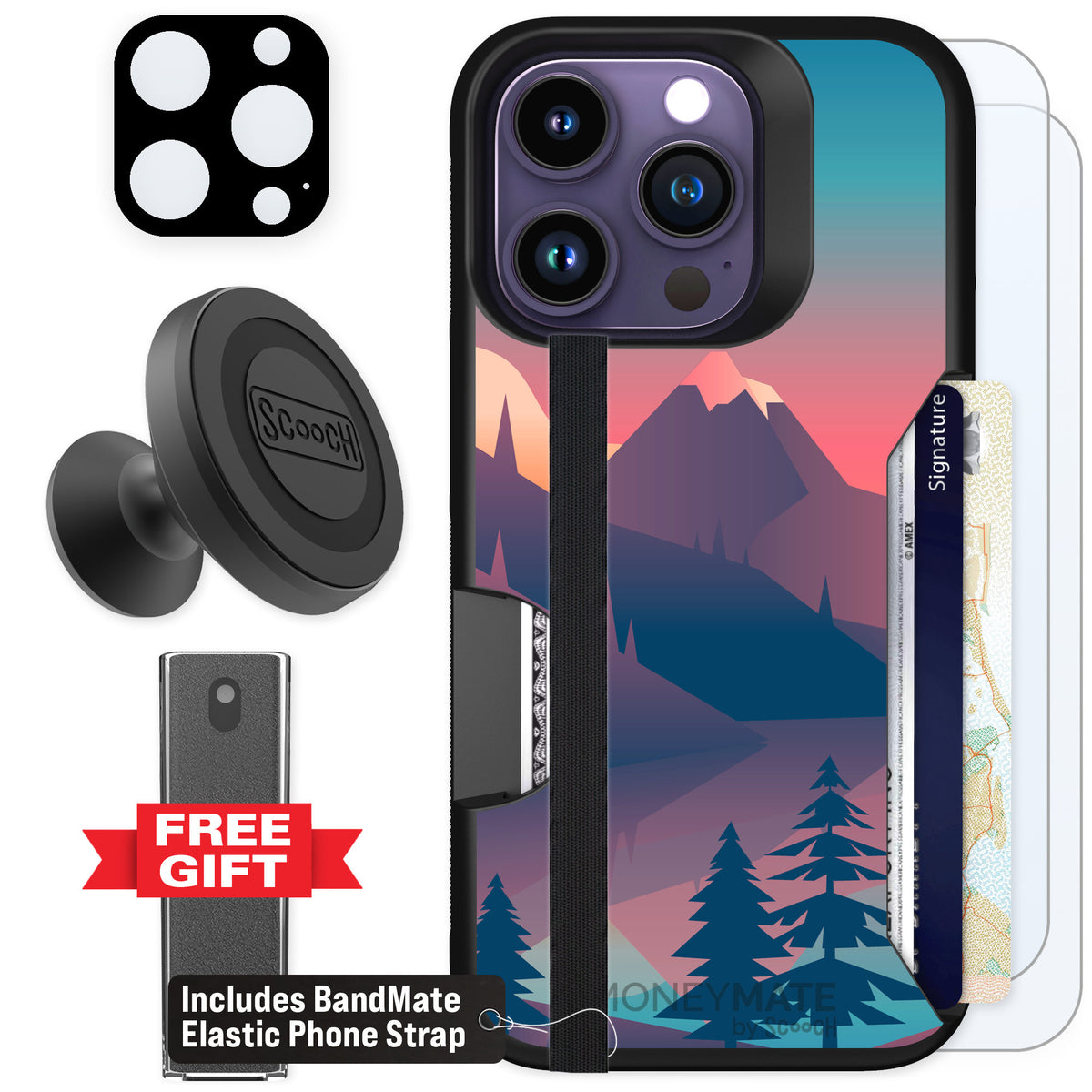 Scooch Moneymate Mountain Range for iPhone 14 Pro — Defender Bundle