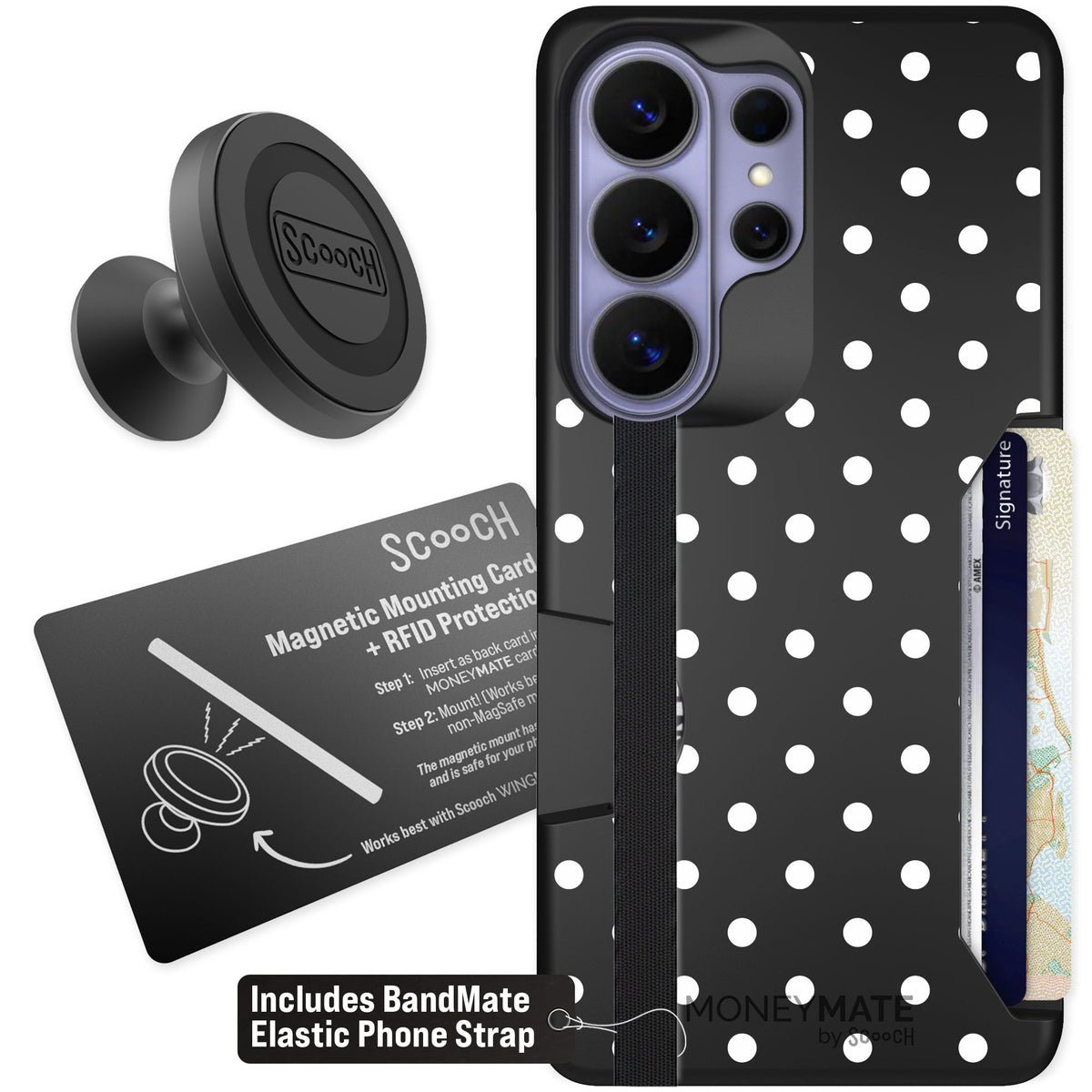 Scooch Moneymate Polka Dots for Galaxy S26 Ultra — Starter Bundle