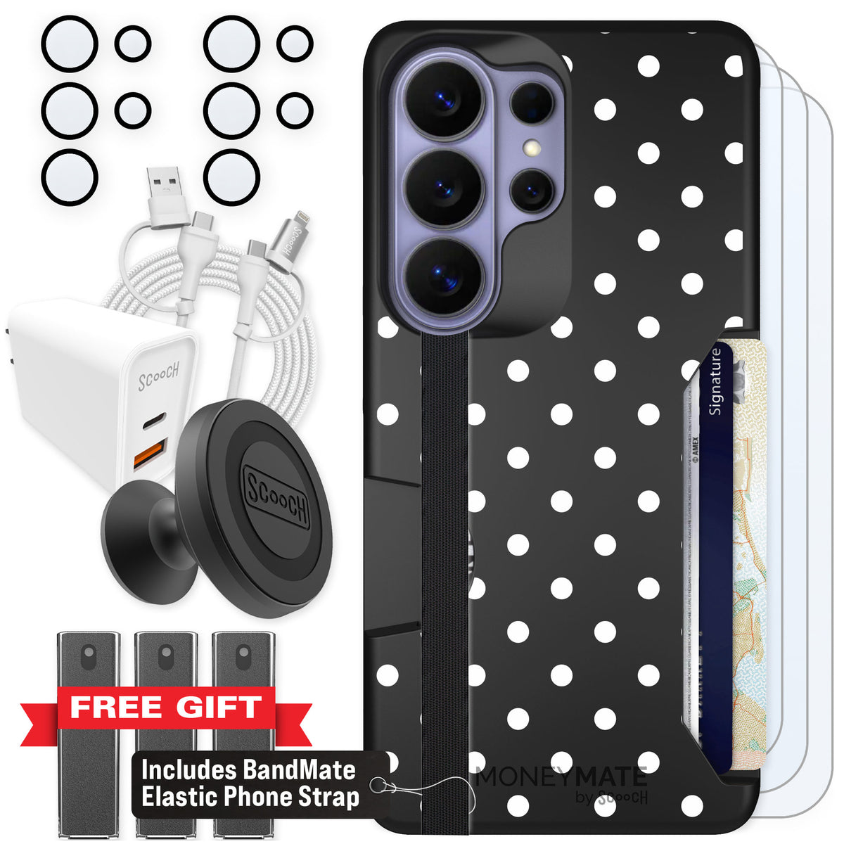 Scooch Moneymate Polka Dots for Galaxy S26 Ultra — Ultimate Bundle