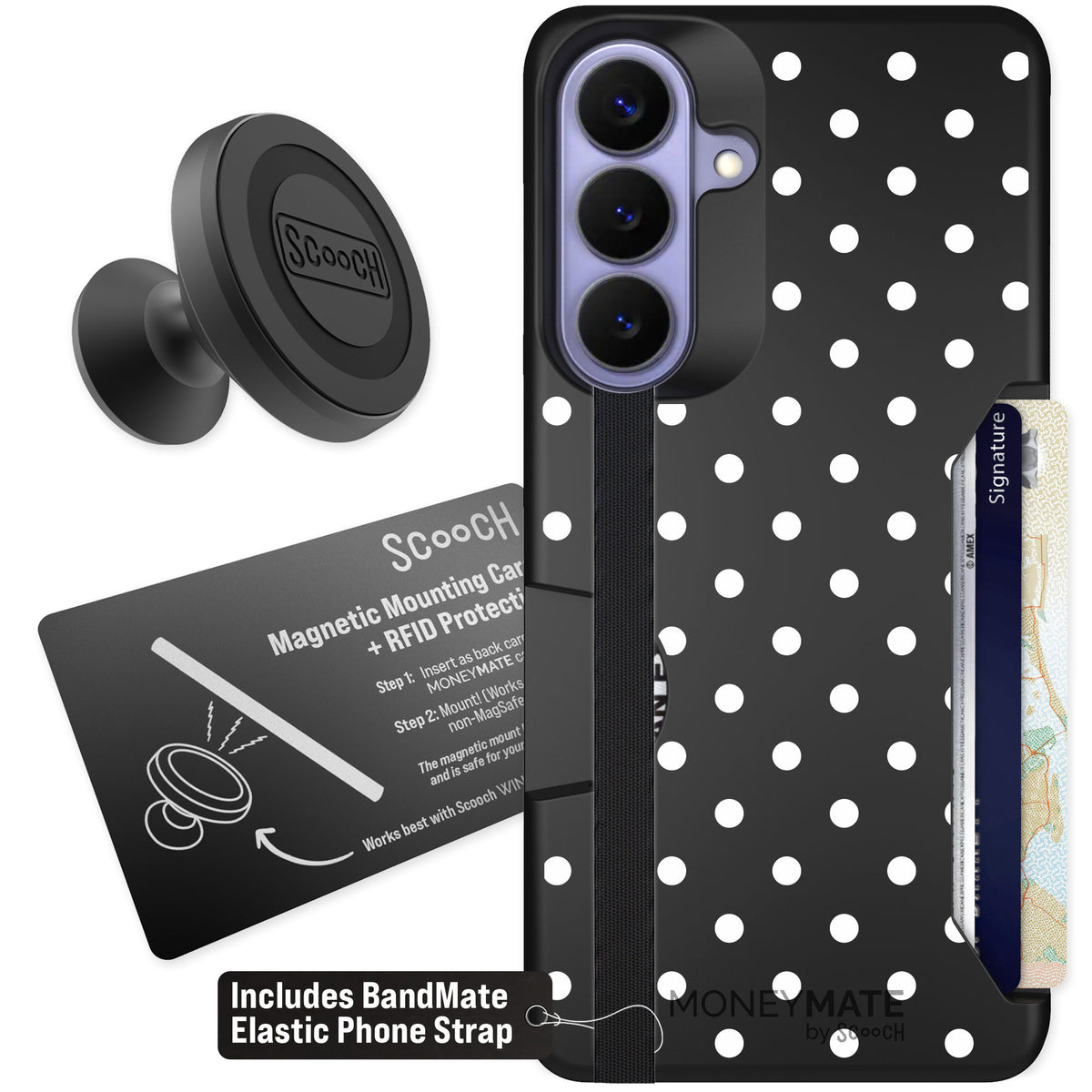 Scooch Moneymate Polka Dots for Galaxy S26+ — Starter Bundle