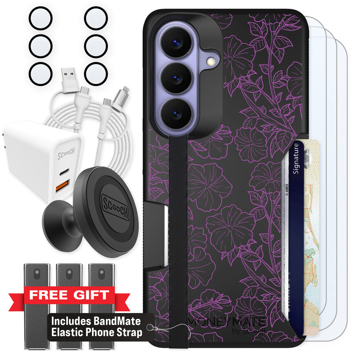 Scooch Moneymate Purple Petunias for Galaxy S26 — Ultimate Bundle
