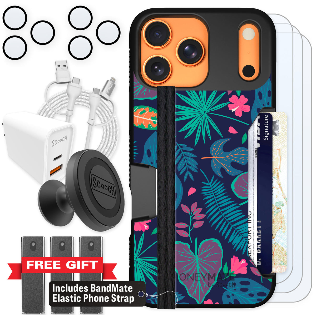Scooch Moneymate Tropical Leaves for iPhone 17 Pro Max — Ultimate Bundle