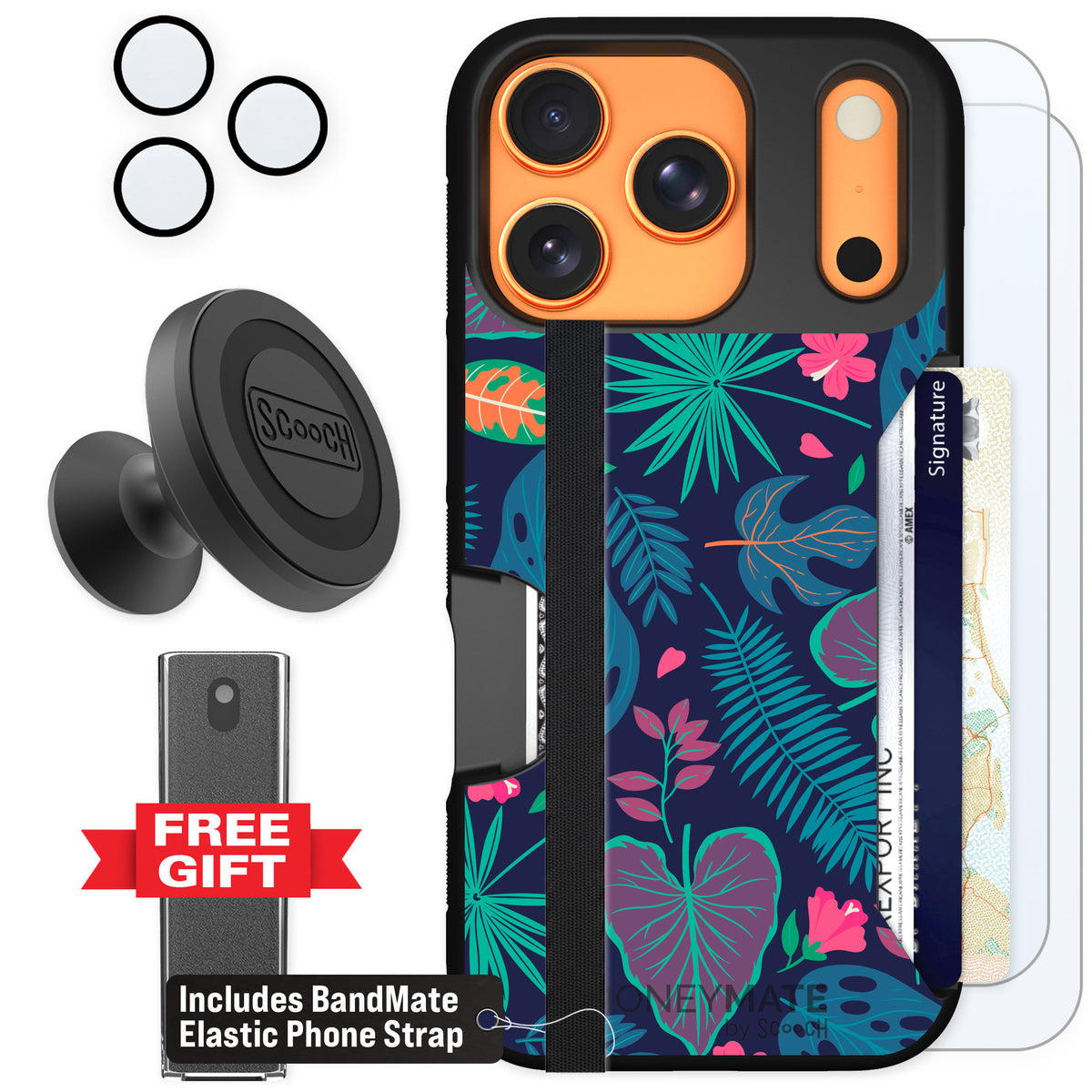 Scooch Moneymate Tropical Leaves for iPhone 17 Pro — Defender Bundle
