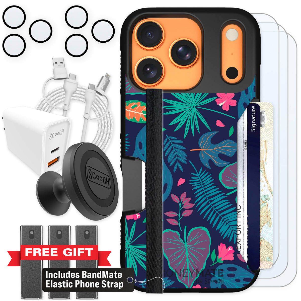 Scooch Moneymate Tropical Leaves for iPhone 17 Pro — Ultimate Bundle