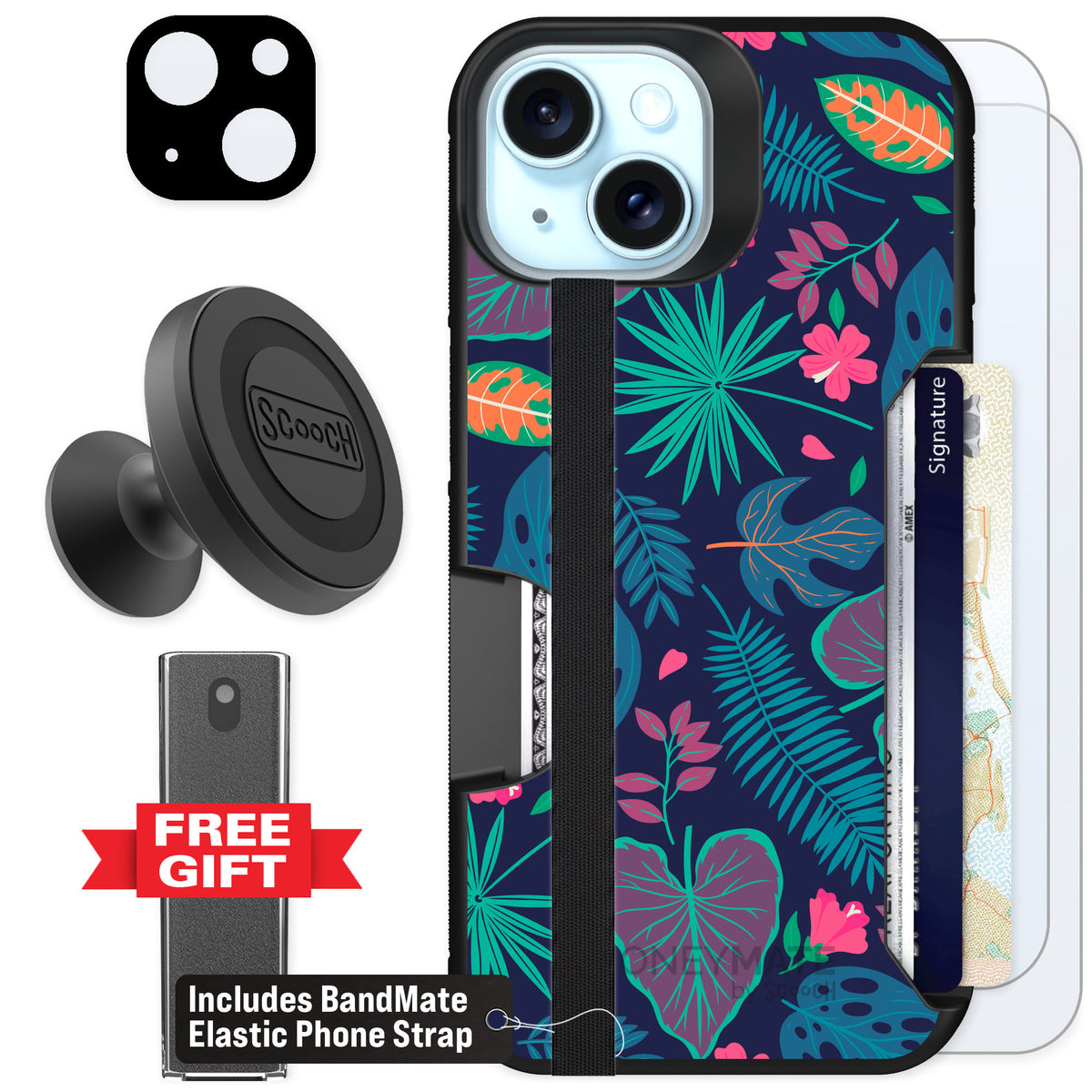 Scooch Moneymate Tropical Leaves for iPhone 14 — Defender Bundle