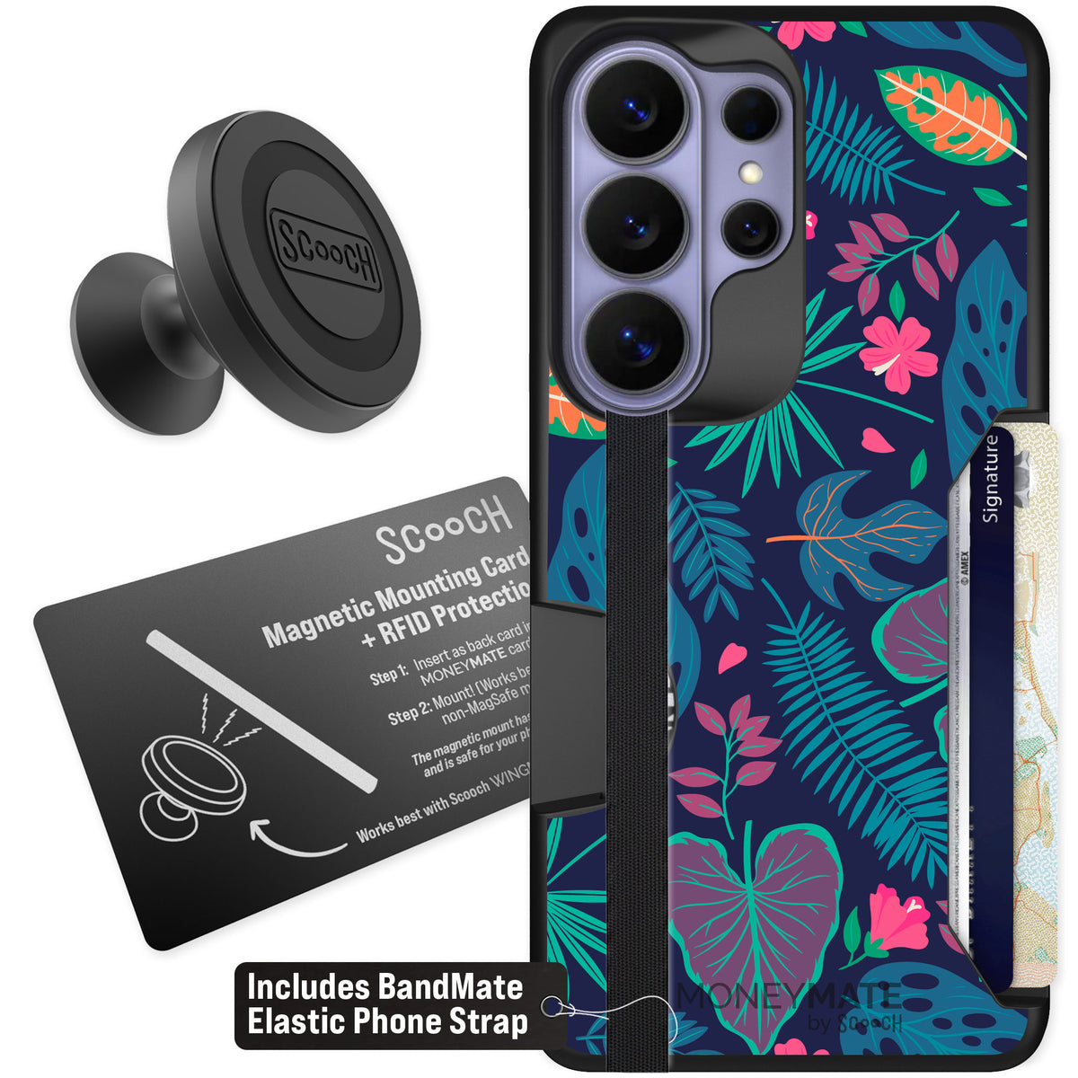 Scooch Moneymate Tropical Leaves for Galaxy S26 Ultra — Starter Bundle