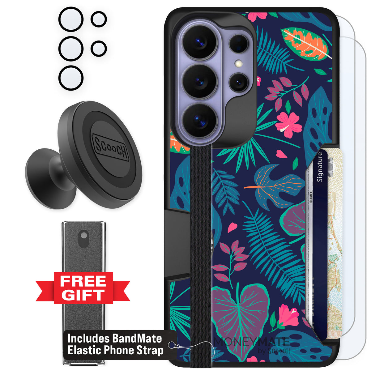 Scooch Moneymate Tropical Leaves for Galaxy S26 Ultra — Defender Bundle