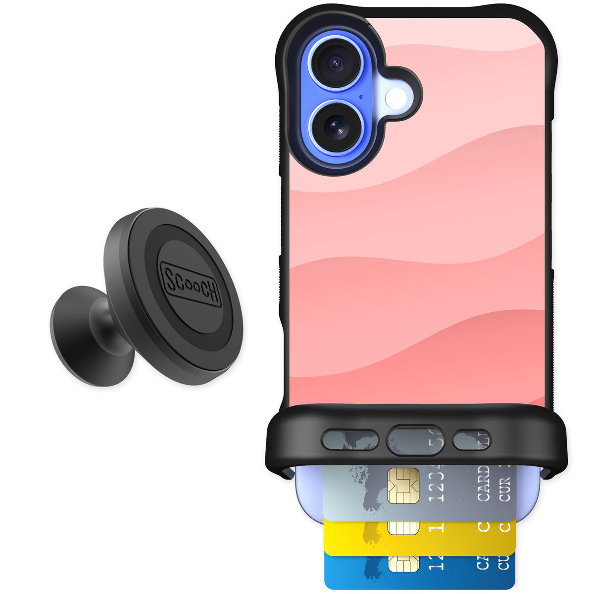 Scooch Wingmate Pink Waves for iPhone 16 — Starter Bundle
