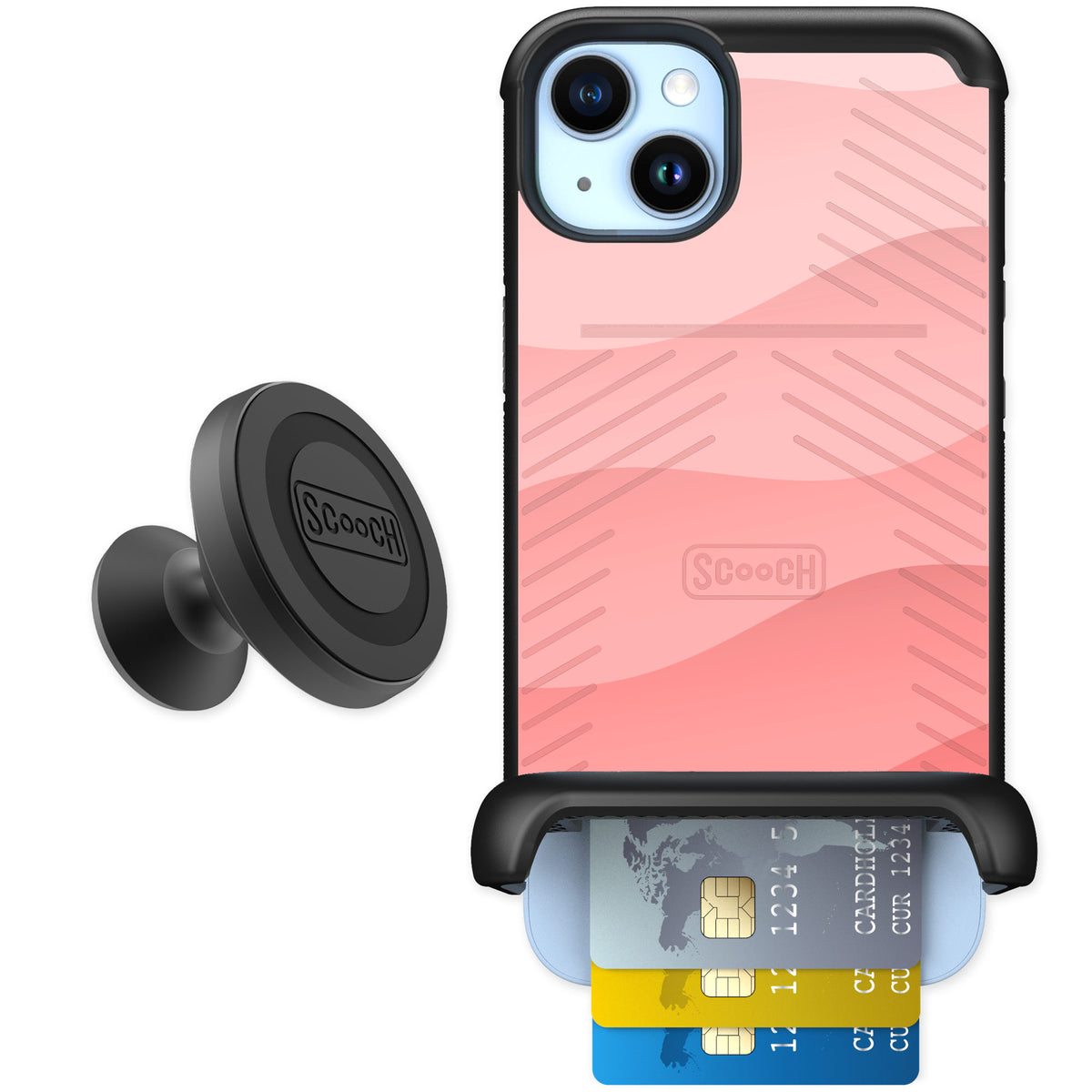 Scooch Wingmate Pink Waves for iPhone 14 Plus — Starter Bundle