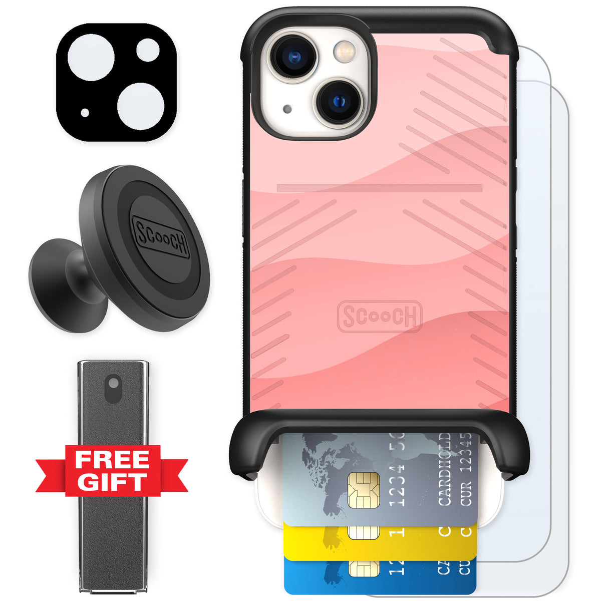 Scooch Wingmate Pink Waves for iPhone 13 — Defender Bundle