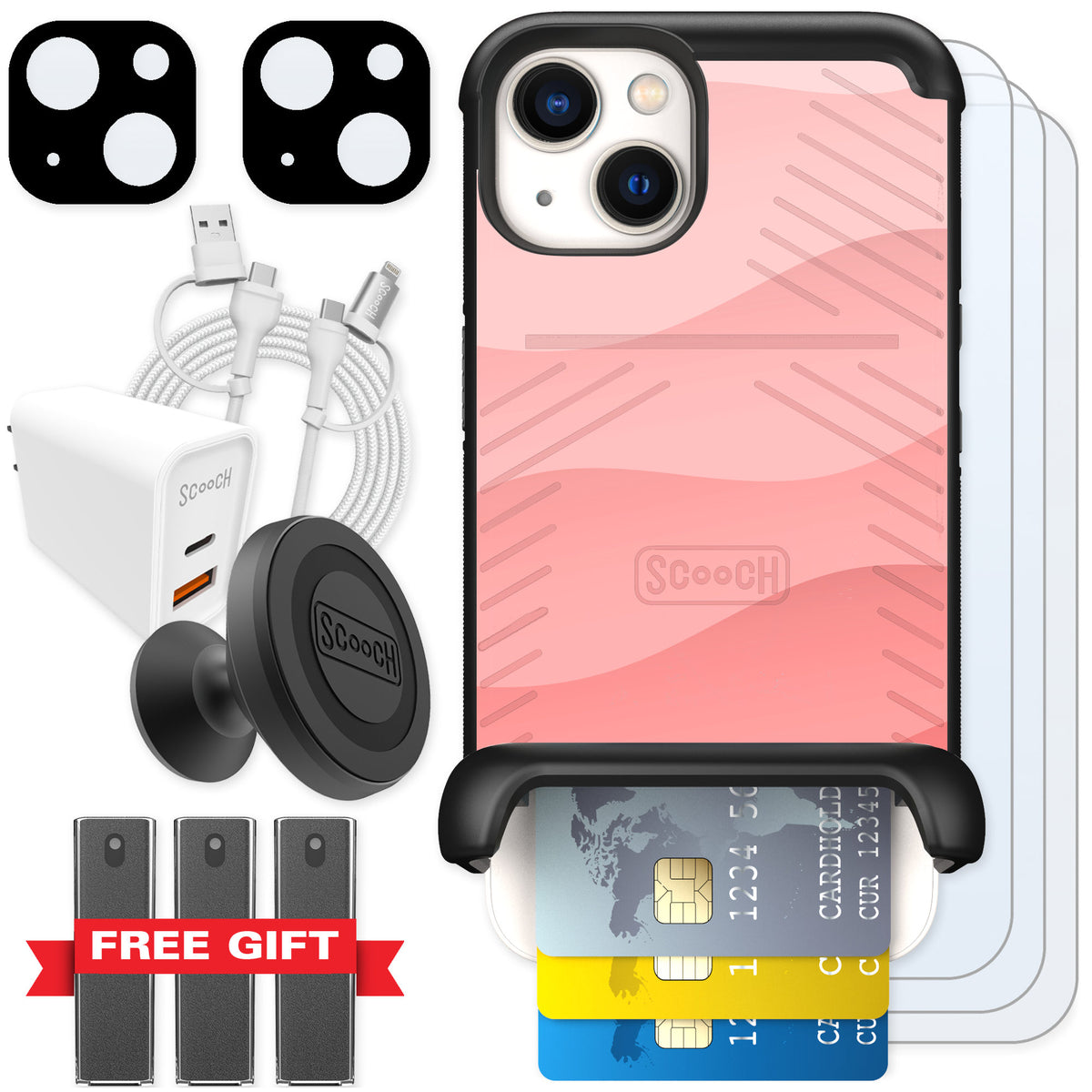 Scooch Wingmate Pink Waves for iPhone 13 — Ultimate Bundle